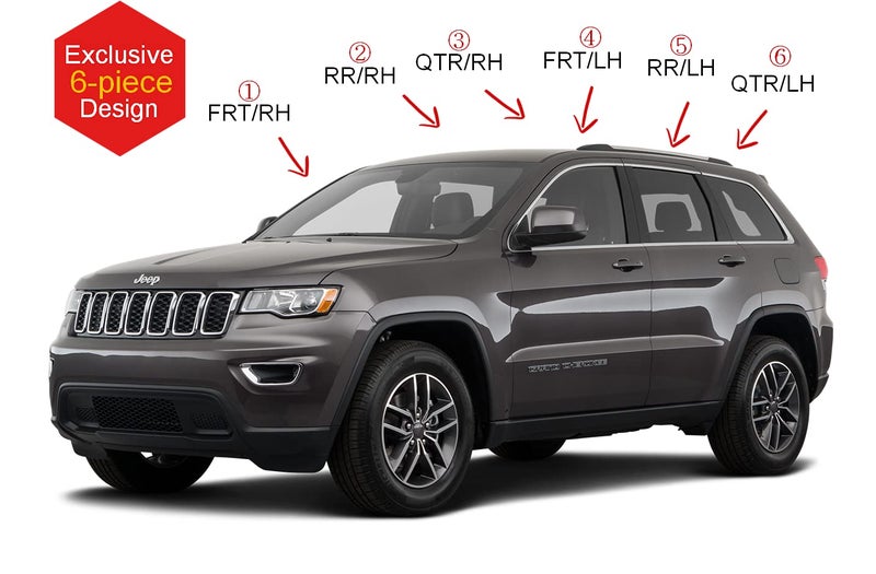 AUTO CLOVER AUTOCLOVER Tape-On Rain Guards Window Visors 6 Pcs Set for Jeep Grand Cherokee 2014 2015 2016 2017 2018 2019 2020 2021 / Window Deflectors, Out-Channel Vent Shades (Black) - Image 3